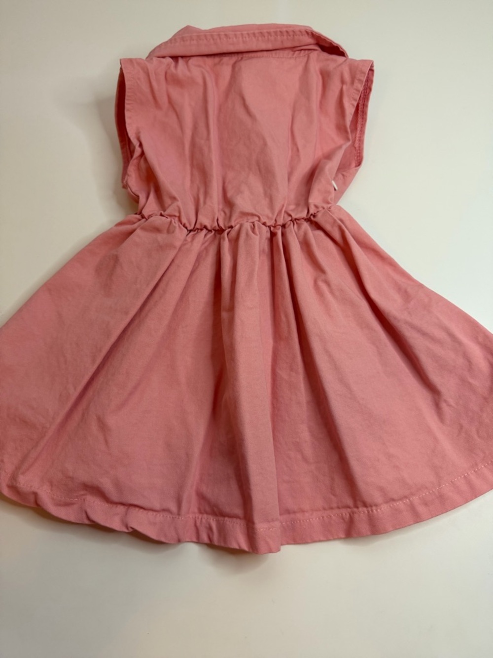 Girls Pink Sleeveless Cotton Dress with Decorative Buttons - Picture 4 of 5